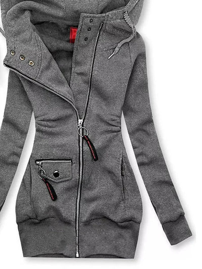 Stylish Winter Coats Stitched Drawstring Hooded Slim Fashion Jacket - Carvan Mart