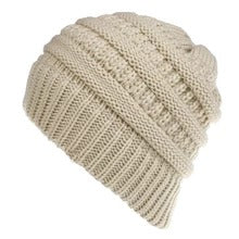 Mixed Color Knitted Wool Hat Ladies Non-labeled Ponytail Hat - Beige - Women's Hats & Caps - Carvan Mart