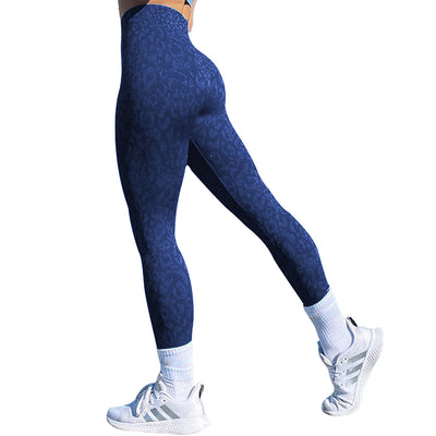 High-Waisted Push Up Booty Leggings for Women - Workout, Gym, Fitness, and Yoga Pants - Dark blue leopard print - Leggings - Carvan Mart