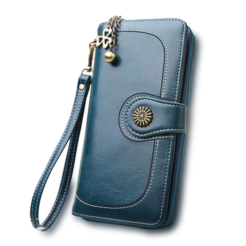 Split Leather Long Wallet for Women - Carvan Mart