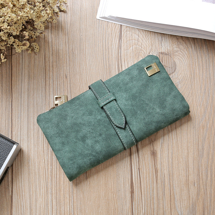 Leather Zipper Long Women Wallet - Green - Women's Wallet - Carvan Mart