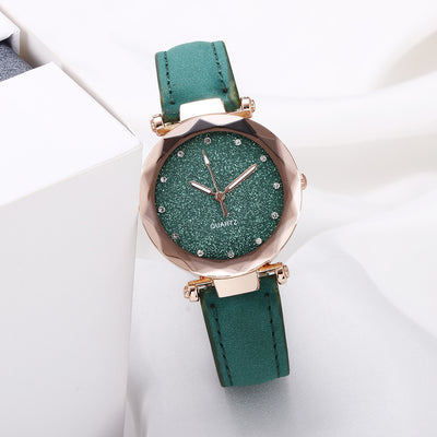 Casual Women Romantic Starry Sky Wrist Watch Leather Rhinestone Designer Ladies Clock - Carvan Mart