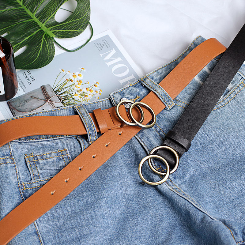 European And American Cross-border Round Buckle Belt Women Casual - - Belts & Cummerbunds - Carvan Mart