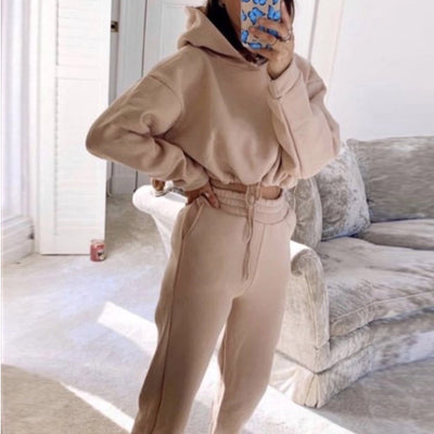 Women 2 Piece Sweat Suit Tracksuit Long Sleeve Hoodie Sportswear - Carvan Mart