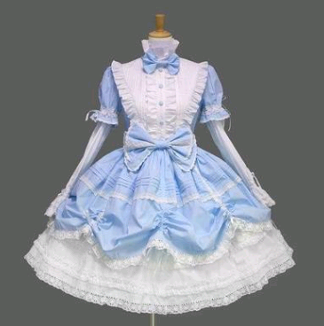 Lolita Dress with Lace Trim and Bowknot for Cosplay and Parties - Carvan Mart