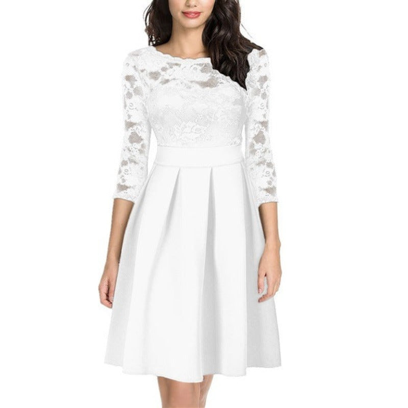 Ladies Lightly Cooked Cocktail Lace Dress - White - Cocktail Dresses - Carvan Mart