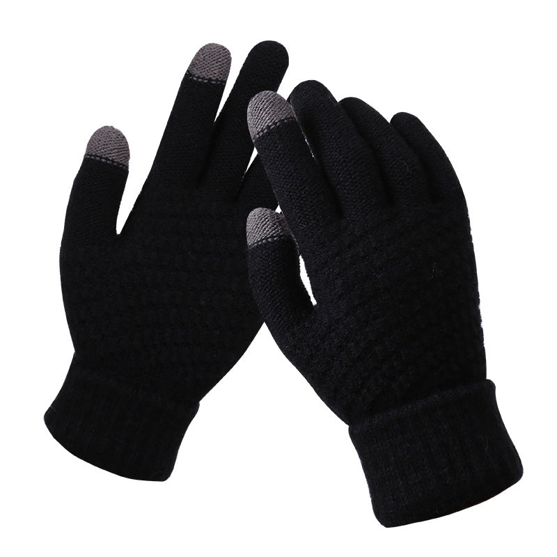 Couple knitted gloves touch screen gloves - Black - Women Gloves & Mittens - Carvan Mart