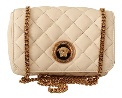 Versace Chic Nappa Leather Crossbody in Purity White - - - Versace