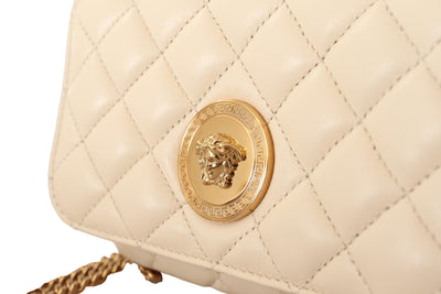 Versace Chic Nappa Leather Crossbody in Purity White - - - Versace