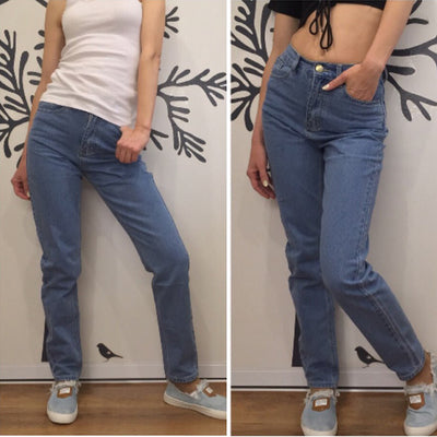 Women's High-Waisted Slim Fit Jeans - Light Blue & Blue Denim for Casual Wear - Eco-Friendly Stretch Jeans - - Women's Jeans - Carvan Mart