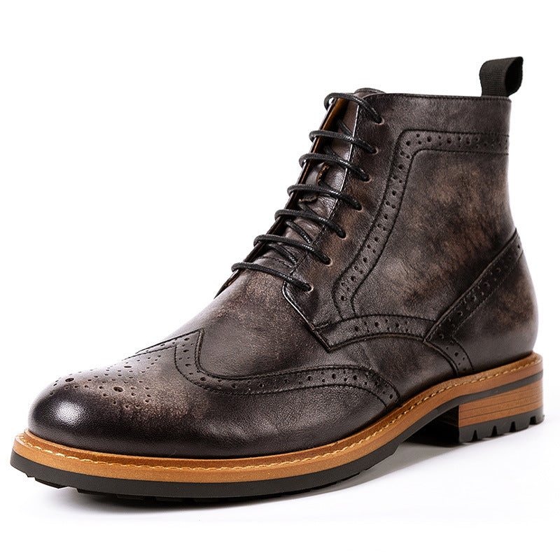 Casual Men's Leather Round Toe Martin Boots - Carvan Mart