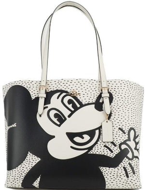 COACH (C6978) Mickey Mouse X Keith Haring Mollie Large Leather Shoulder Tote Bag - - - COACH