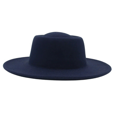 Retro Fedora 8cm Wide Brim Solid Color Concave-convex Dome Woolen Hat - Carvan Mart