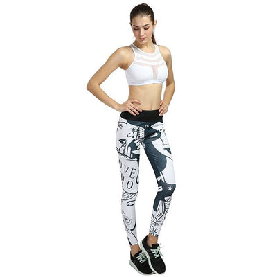 Graphic Print High-Waisted Leggings - Trendy Women's Workout Pants - - Leggings - Carvan Mart