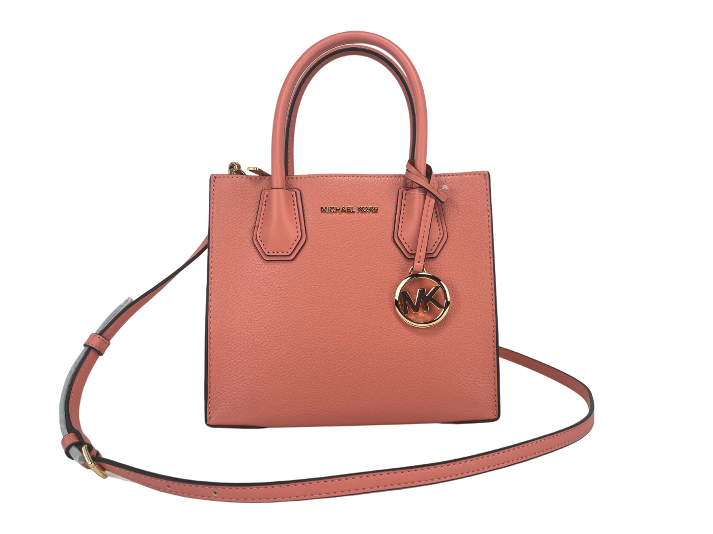 Michael Kors Mercer Medium Sherbet Pebble Leather Messenger Crossbody Bag Purse - - - Michael Kors