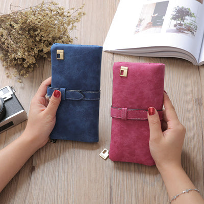 Leather Zipper Long Women Wallet - Carvan Mart