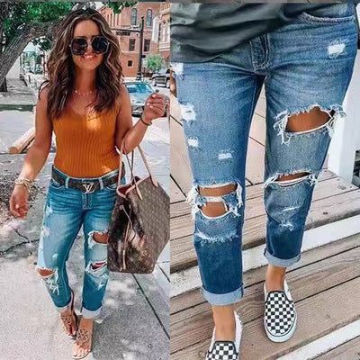 Ripped jeans personality women - Carvan Mart Ltd