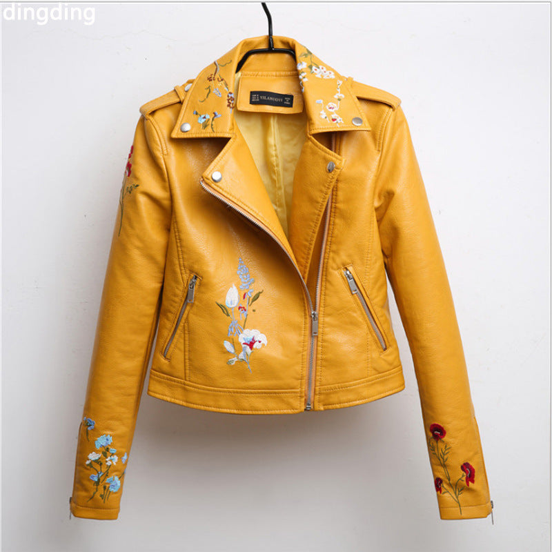 Loose Leather Bomber Jacket - Yellow - Leather & Suede - Carvan Mart