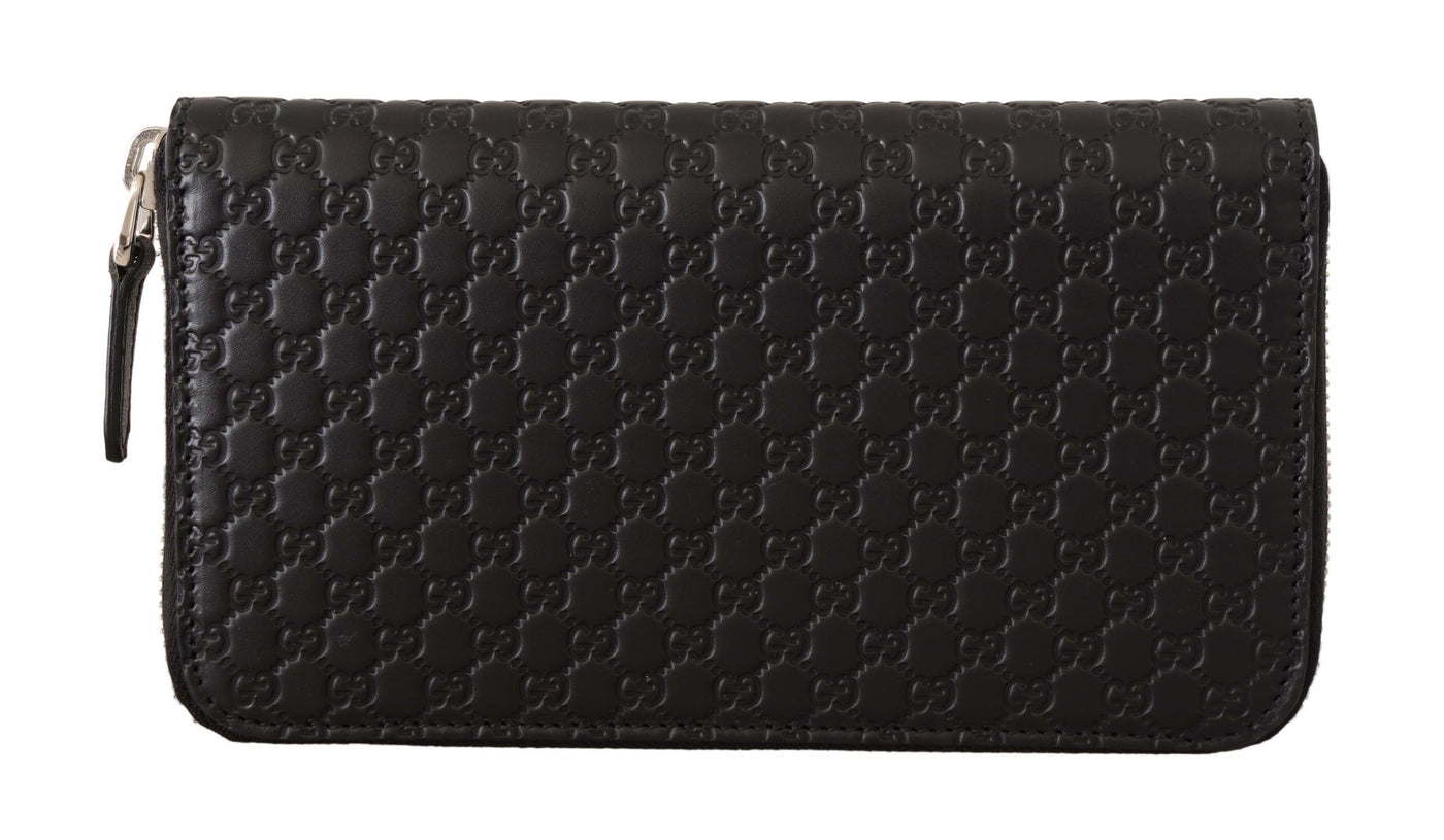 Gucci Elegant Black Leather Zip-Around Wallet - - - Gucci