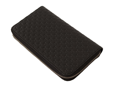 Gucci Elegant Black Leather Zip-Around Wallet - - - Gucci