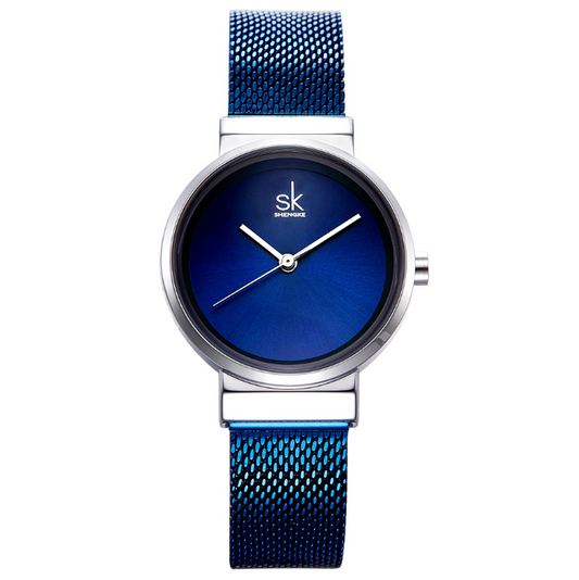 Shengke Blue Wrist Watch Women Watches Luxury Brand Steel Ladies Quartz Women Watches 2021 Relogio Feminino Montre Femme - Carvan Mart Ltd