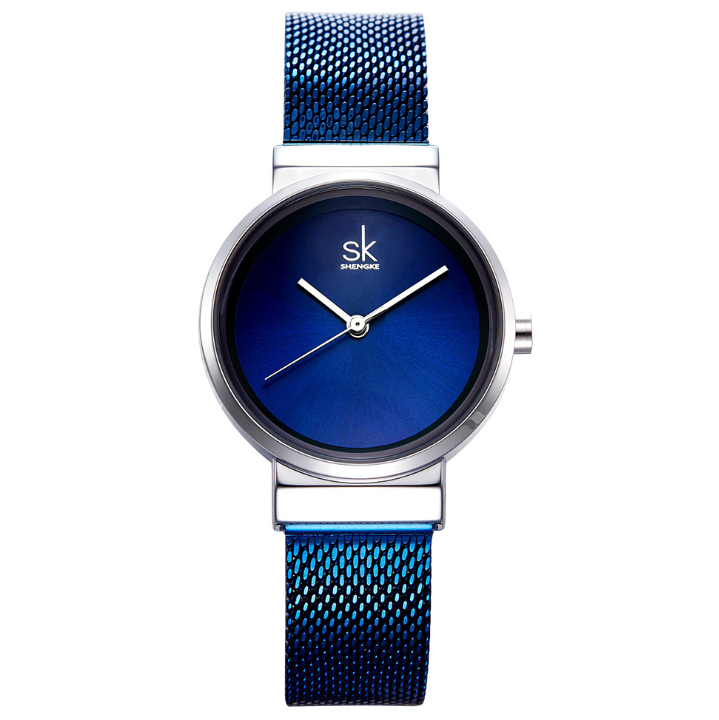 Shengke Blue Wrist Watch Women Watches Luxury Brand Steel Ladies Quartz Women Watches 2021 Relogio Feminino Montre Femme - Blue 180202 - Women's Watches - Carvan Mart