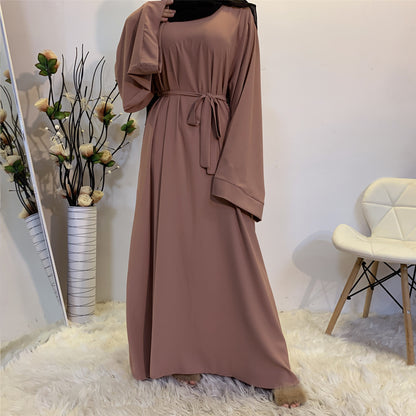 Solid Color Plus Size Lace-up Muslim Dress - Carvan Mart Ltd