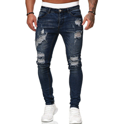 Hole-Worn White Cowboy Doing Old Pantsmen With Small Feet - Dark Blue - Men's Jeans - Carvan Mart