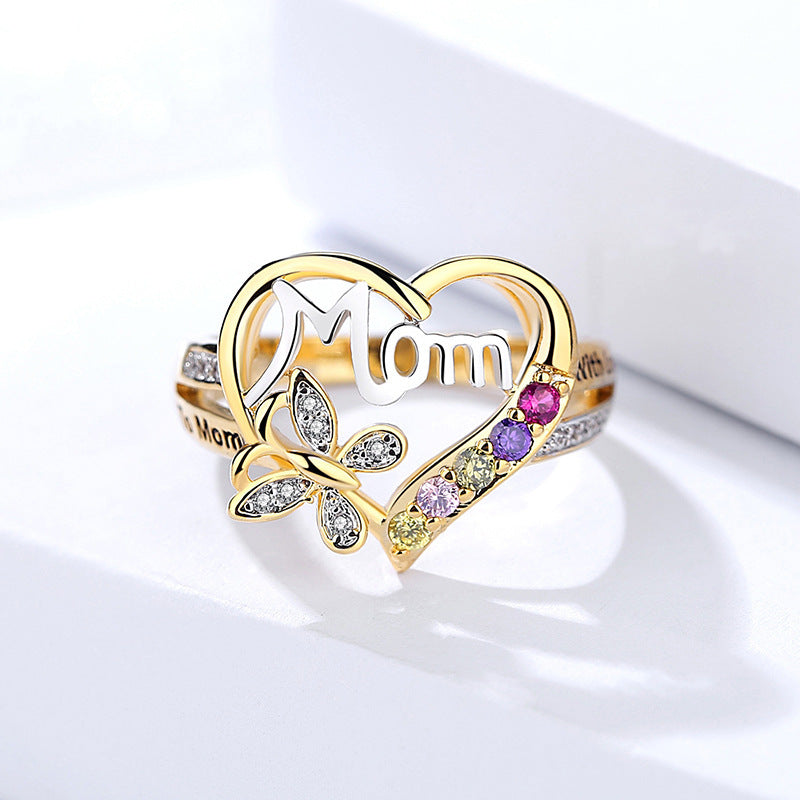 Mother's Day Gift Bracelet Love Heart Mother Ring - Gold - Gift - Carvan Mart