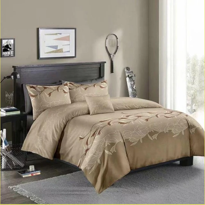 Three-piece Simple Plain Black Printing Bedding Set - Carvan Mart