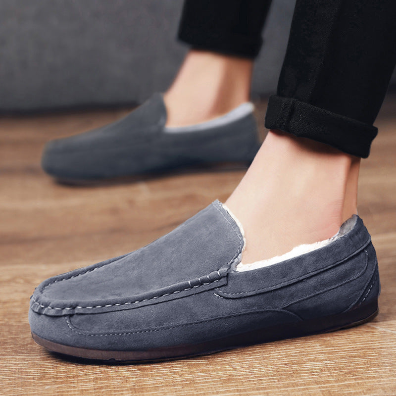 Men's Slippers Shoes One-Step Trend Couples Cotton Suede Shoes - Carvan Mart