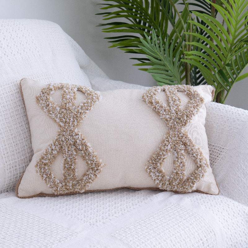 Tufted Throw Pillow Moroccan Fringed Waist Pillow Case - Carvan Mart