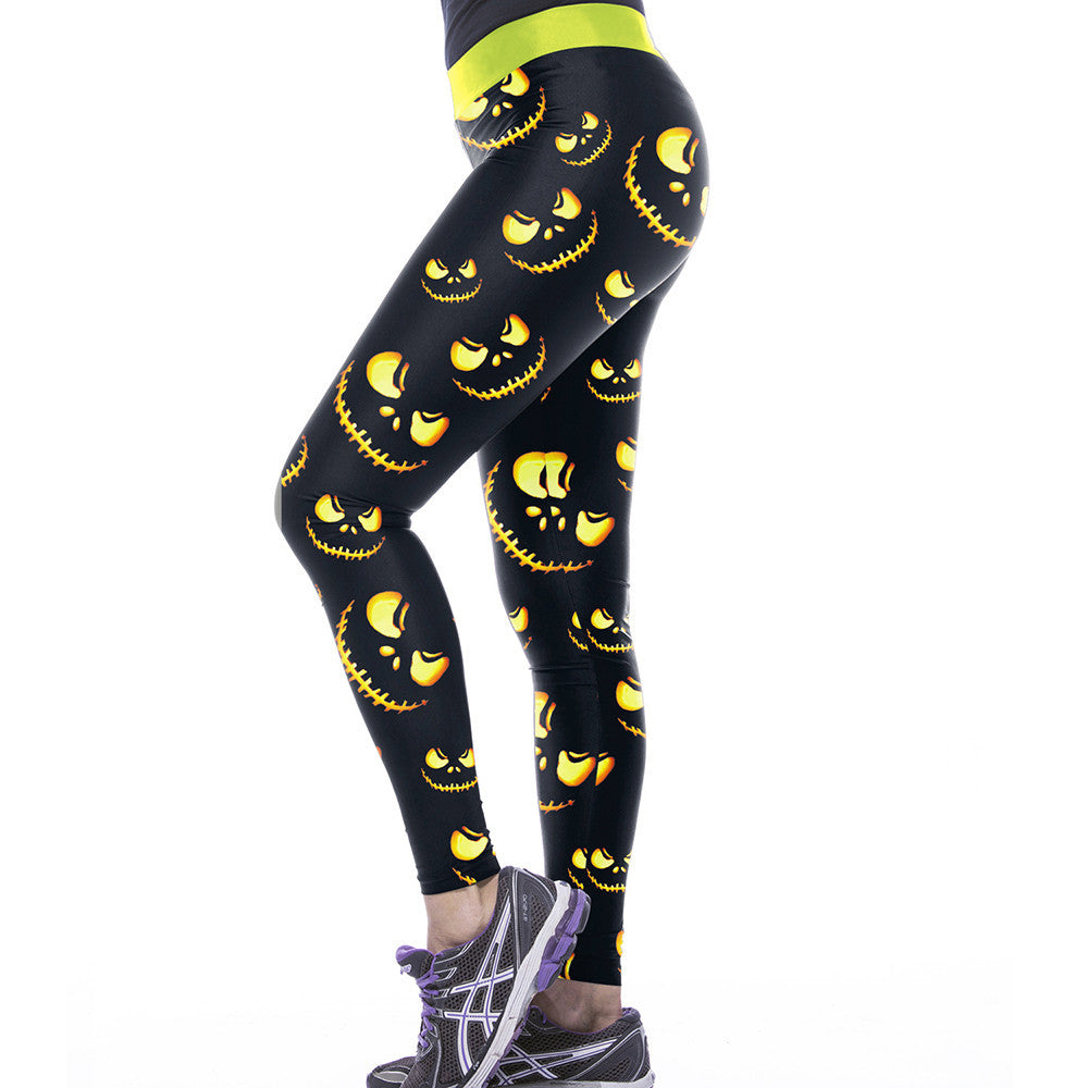 Halloween Print Leggings - Spooky and Fun Women's Activewear - Black - Leggings - Carvan Mart