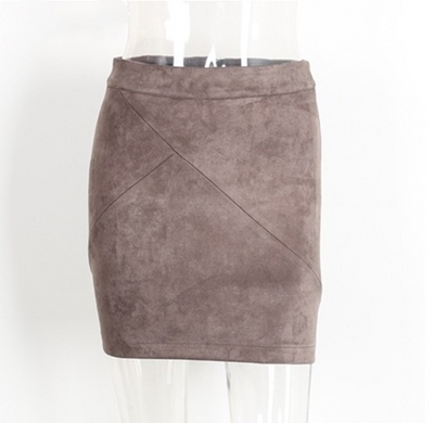 Ladies Leather Suede Pencil Bodycon Short Skirt - Carvan Mart