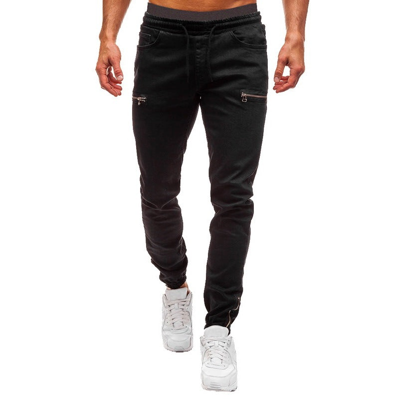 White Pants Jeans Trousers For Men Retro Party Work Mens - black - Men's Jeans - Carvan Mart