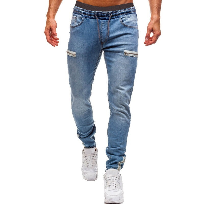 White Pants Jeans Trousers For Men Retro Party Work Mens - Light Blue - Men's Jeans - Carvan Mart