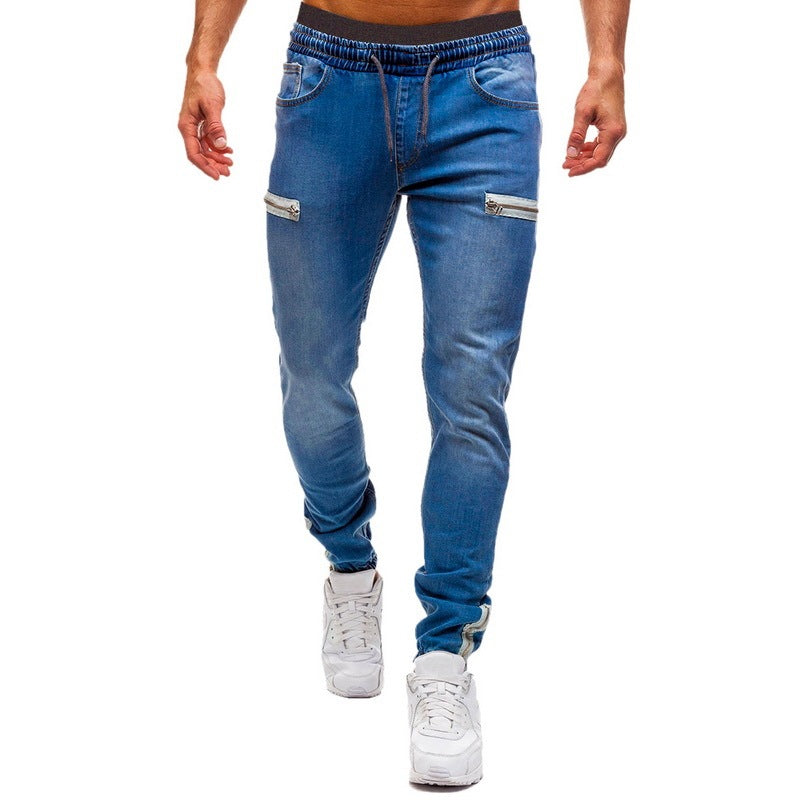 White Pants Jeans Trousers For Men Retro Party Work Mens - Dark Blue - Men's Jeans - Carvan Mart