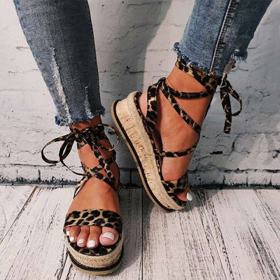 Roman Sandals For Women - Leopard - Women's Sandals - Carvan Mart