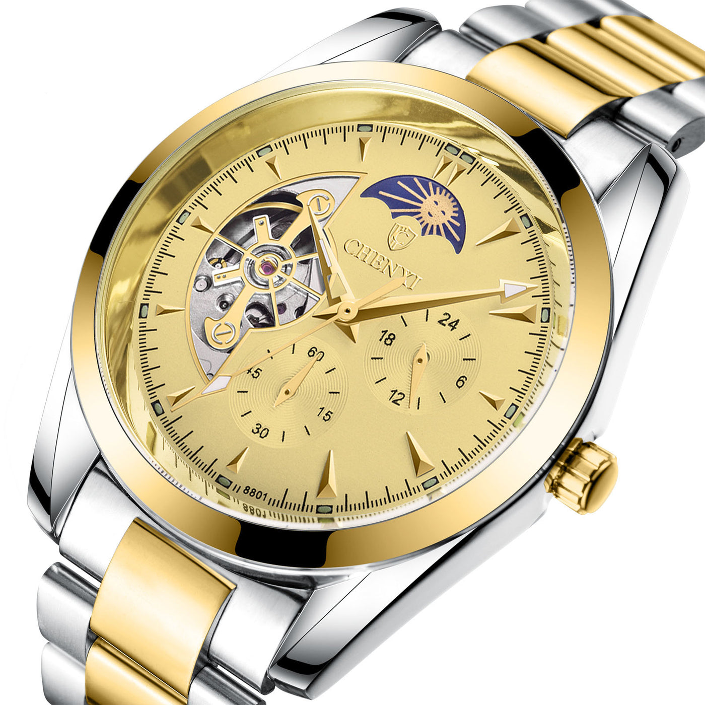 Men's Business Mechanical Watches - Golden - Men's Watches - Carvan Mart