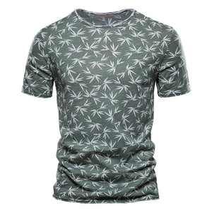 Casual Slim-Fit Stretch T-Shirt Men Short-Sleeved Printed T-Shirt - Green - Men's Shirts - Carvan Mart