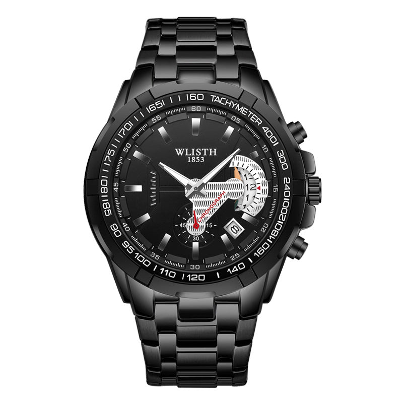 Quartz watch men''s watch waterproof sports watch men''s wristwatch - Black surface black - Men's Watches - Carvan Mart