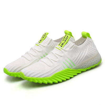 Unisex Flying Woven Mesh Breathable Sneakers - Lightweight Sports Casual Shoes - White green - Men's Sneakers - Carvan Mart