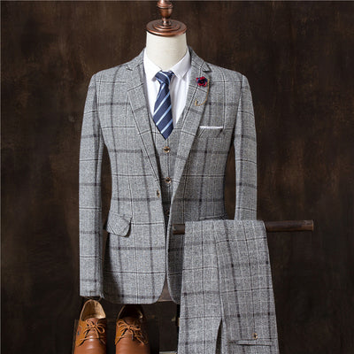 Men 3 Pieces Suit Set Men Wedding Suits Groom Tuxedos - Carvan Mart
