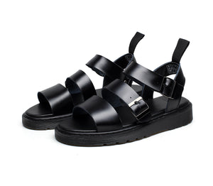 CARVAN GRYPHON PISA Leather Platform Sandals - Stylish & Comfortable - Black - Men's Sandals - Carvan Mart