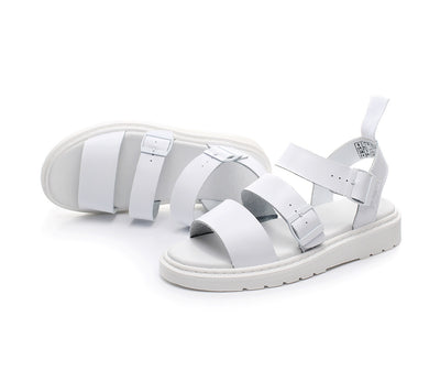 CARVAN GRYPHON PISA Leather Platform Sandals - Stylish & Comfortable - White - Men's Sandals - Carvan Mart