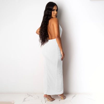 Sexy Halter Neck Ruched Midi Dress - Perfect for Clubbing and Parties - Carvan Mart