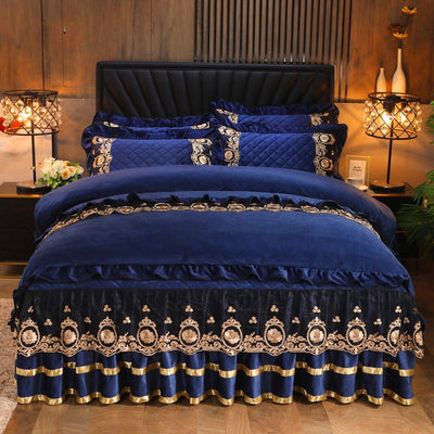 Luxury Lace Bedskirt Bedclothes Mattress Cover Bedspread Pillowcases Home Textiles - Carvan Mart