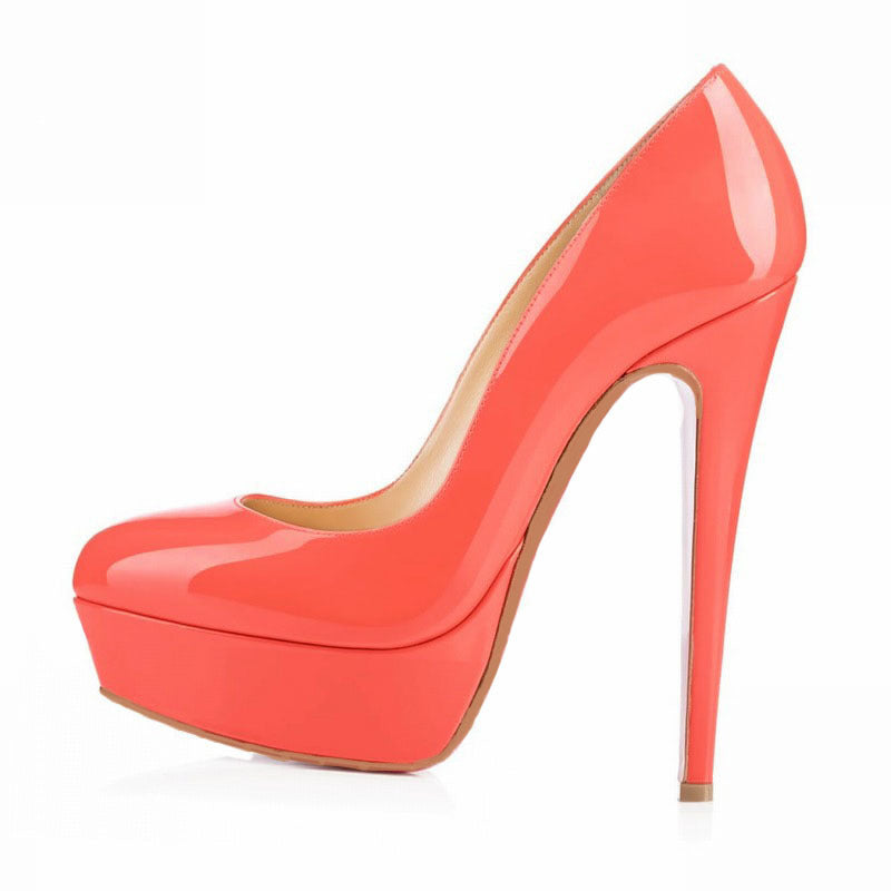 European And American Large Size High Heels Round Toe Women's Shoes - Orange - High Heels - Carvan Mart