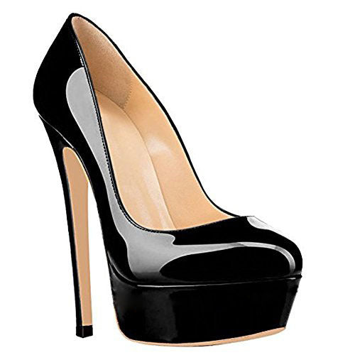 European And American Large Size High Heels Round Toe Women's Shoes - Black - High Heels - Carvan Mart