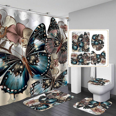 Beautiful Butterfly Fabric Shower Curtain - 